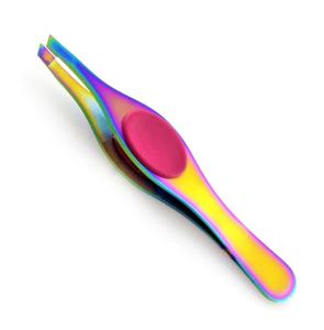 แหนบปลายแหลมสแตนเลสสำหรับคิ้วแบบมืออาชีพสีตามสั่งสำหรับการถอนขนคิ้วที่สวยงามด้ามจับซิลิกอน - Product Image 4