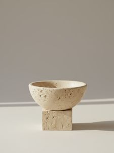 Natural Travertine Marble Bowl Handmade Stone Decorative Centerpiece For Dining <b>Table</b> Kitchen Home Decor - Product Image 5