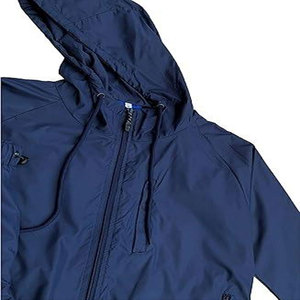 Veste à capuche coupe-vent bleu marine pour homme avec fermeture éclair, ensemble de vêtements de sport décontractés, coupe régulière, matière polyester, vêtements d'automne - Product Image 6