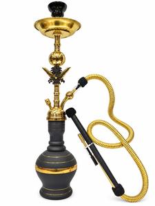 Cachimba de Lujo Inspirada en Arabia Saudita – Cachimba Personalizada en Dorado y Negro con Palmera y Dos Espadas Cruzadas - Product Image 1