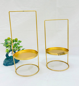 โลหะGoldenเชิงเทียนชุด 2 ชาดอกชาสําหรับตกแต่งบ้านDiwali Giftingคริสต์มาสห้องนอน 12 นิ้วทอง - Product Image 5