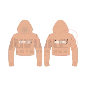 เสื้อครอปถักแขนยาวผ้าฝ้าย100% เสื้อฮู้ดของผู้หญิงเสื้อครอปเปิดไหล่แบบกำหนดเองสีทึบปรับแต่งได้ - Product Image 1