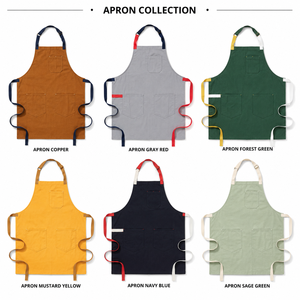 Bib <b>Apron</b> Canvas Sleeveless Adjustable Waist Heavy Duty Eco-Friendly Dark Brown with Pockets Daily Use - Product Image 2