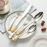 Ensemble de couverts de mariage luxueux et durables en acier inoxydable plaqué, couteau, fourchette, cuillère, vaisselle pour événements et repas à prix avantageux