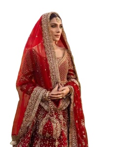 strapless open back dress Gulabo-Red Bridal for Pakistani Wedding-Fashion Designers Dress L