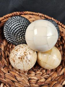 Décoration murale en mosaïque de résine et de nacre, style Art déco abstrait, boule de paysage ronde en acier inoxydable - Product Image 6