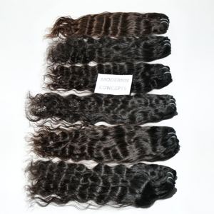 100% Cutícula natural sin procesar alineada 13*4 Extensiones de cabello humano de templo indio virgen ondulado frontal en color negro crudo - Product Image 2