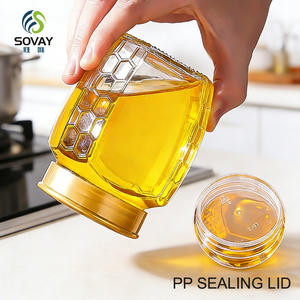 برطمانات زجاجية ثمانية وسداسية الشكل بالجملة، لحفظ المربى والمخللات المعلبة والعسل، برطمانات زجاجية كبيرة السعة مع أغطية محكمة الإغلاق - Product Image 6