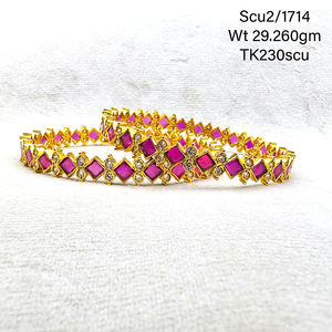 กำไลสุดสวยกำไล925เงินสเตอร์ลิงสีชมพูหินสี่เหลี่ยมชุบทอง CZ สร้อยข้อมือ29.26 GMS กำไลเงินคุณภาพสูง121 $ เรา/คู่ - Product Image 1