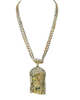 Collier Pendentif Unisexe en Argent Sterling Plaqué Or avec Moissanite Taillée Brillante Motif Tête de Jésus, Style Hip Hop Tendance, pour Fête