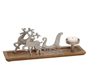 Bougeoir de table moderne en métal avec base en bois pour Noël Bougeoir décoratif de créateur élégant au prix le plus bas - Product Image 1