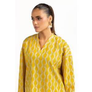 ชุดเซ็ต 2 ชิ้น ลายจีบสีเหลืองสำหรับผู้หญิง ชุดลำลองผ้าเครป ไซส์ XXS-2XL - Product Image 3