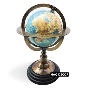 Globo de esfera armilar de latón náutico hecho a mano, mapa del mundo antiguo de 10,7 "de alto con Color azul, escritorio giratorio para el hogar y la Oficina - Product Image 1