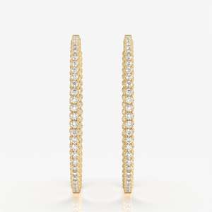 14K Gold Round Cut Moissanite Diamond Hoop <b>Earrings</b> Bigger Breathtaking Statement Pieces - Product Image 1
