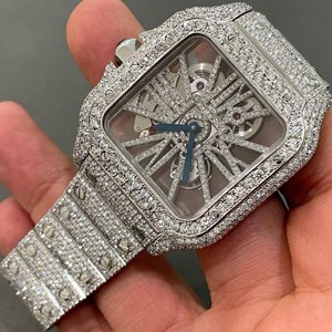 Reloj de diamantes VVS Moissanite completamente helado para hombre, esqueleto de hip-hop de acero inoxidable, diseño de lujo, esfera de cristal, ventana, colección de moda - Product Image 5