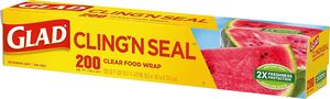 Glad Cling ‘N Seal <b>Plastic</b> Food <b>Wrap</b>, 200 Square Foot Roll, Pack of 12 - Product Image 2