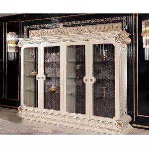 ตู้โชว์ไม้แกะสลักลายหรูหราสำหรับห้องรับประทานอาหาร ประตูคู่แกะสลักลายคู่ สำหรับบ้าน ห้องนั่งเล่นสไตล์โมเดิร์น ตู้ไม้แกะสลักด้วยมือ - Product Image 1