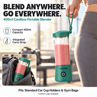 Blender Portabel Tanpa Kabel 400ml, Pengolah Makanan, Mixer Protein Shake, Pembuat Jus Buah, Penghancur Es untuk Grosir OEM ODM