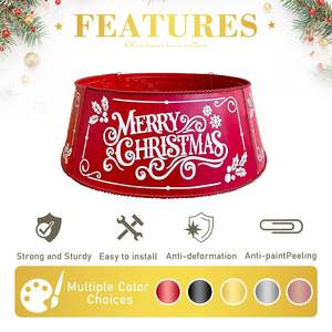 Collar de árbol de metal para Casa de Campo de árbol de Navidad diseño rústico moderno base falda cubierta decorativa ajustable decoración de vacaciones - Product Image 2