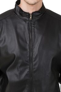 Ropa de hombre Chaqueta de cuero con cremallera completa personalizada Chaqueta bordada de gran tamaño Chaqueta de cuero de invierno para hombre - Product Image 5