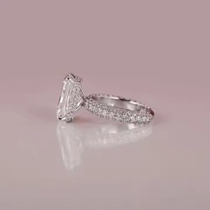 IGI Certifié Classique Radiant Cut Lab Grown Diamant Bague de Fiançailles Hidden Halo 14KT Plaqué Or Massif Style À La Mode Femmes Anneau - Product Image 2