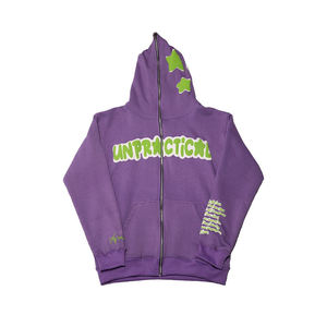 Sweat à capuche personnalisé 370G pour homme, en coton biologique uni, taille avec impression en relief, sweat à capuche avec logo de marque propre - Product Image 1