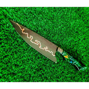 Couteau de chef en cuivre damas fait à la main, manche en bois, couteau de cuisine avec étui en cuir - Product Image 3