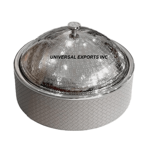 Olla caliente martillada con acabado dorado y plateado, cazuela hecha a mano de calidad superior, recién llegado, calentador de alimentos de metal decorativo de lujo - Product Image 3