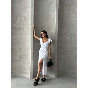 Robe en Viscose Blanche Topshow, Style Décontracté, Design Uni, Vente en Gros - Product Image 4