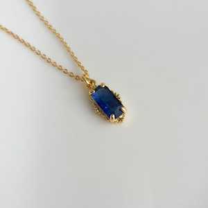 Blue <b>Sapphire</b> 925 Sterling Silver 14k <b>Gold</b> Plated Iced Blue Jewel Vintage Filigree Charm <b>Necklace</b> High Quality Nickel-Free - Product Image 6