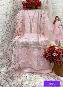 ชุดสูทผ้าออร์แกนซ่าปักลายสำหรับผู้หญิงชุดเดรสผ้าฝ้ายสไตล์อินเดียสำหรับปาร์ตี้ในซัลวาร์ - Product Image 4