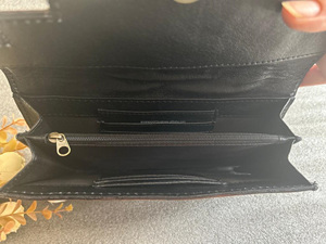 กระเป๋าสตางค์หนังวัวแท้สำหรับผู้หญิงกระเป๋าสตางค์หนังแท้สลักลายดอกไม้สีเทอร์ควอยส์ - Product Image 5