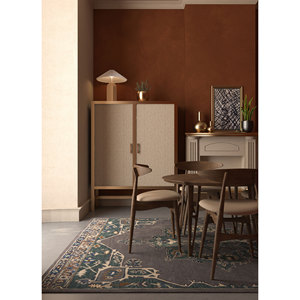 พรมขนสัตว์ทอมือสีเทาดำ Kasbah รุ่น Tra-14487 ลายเมดัลเลียนทอแบบเรียบ พรมปูพื้นห้องนอนรูปสี่เหลี่ยมผืนผ้า พรมปูพื้นห้อง - Product Image 5