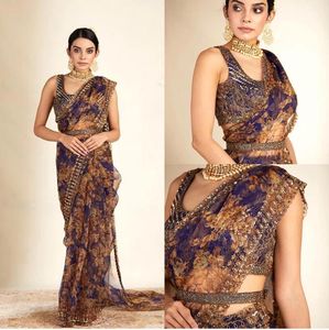 Saree ส่าหรีผลิตภัณฑ์ร้อนที่สวยงามมากใน Pallu กับเสื้อทอผ้าทำงานออกแบบ Organza Saree Sequnce และเย็บปักถักร้อย - Product Image 2