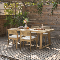 Açık tik ahşap kapı bahçe seti mobilya dokuma geri yemek sandalye ile Modern tarzı bahçe için yemek masası seti