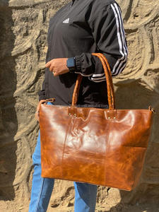 Sac fourre-tout en cuir véritable fait à la main pour femmes, sac de Shopping élégant décontracté grande taille, meilleur cadeau pour les femmes - Product Image 2