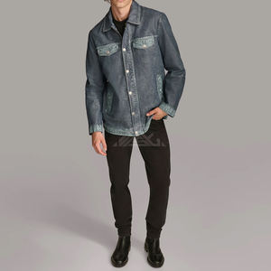 Elegante chaqueta de cuero audaz para hombre Ropa de abrigo moderna de moda de calle alta en negro marrón bronceado con cuello levantado y logotipo frontal - Product Image 6