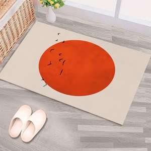 Blood Moon and Birds Printed <b>Rug</b> - Modern <b>Boho</b> Office Dining Room,With Pile Soft <b>Rug</b> - Product Image 5