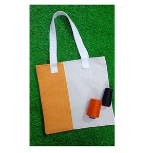 Nueva llegada naranja blanco sublimación en blanco 100% bolsas de lona de poliéster grueso para dulces con asa para fiesta de niños dulces - Product Image 1