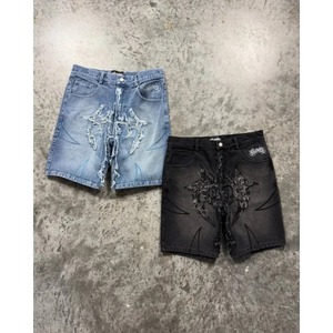 กางเกงยีนส์ผู้ชายขาสั้นผ้าเดนิมแห้งเร็วมีสไตล์สำหรับ2025ดีไซน์ยอดนิยมปรับแต่ง3D พิมพ์ลาย - Product Image 1