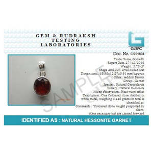 Colgante de Piedra Preciosa Astrológica Fina de Granate Hessonita (Gomed) Natural Certificada de 4.25-12.25 Ratti con Engaste de Plata 925 - Product Image 4