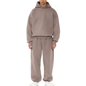 Streetwear d'hiver 2 en 1 pour hommes, ensemble de survêtement à capuche et cordon de serrage, pantalon, 100% coton, polaire et respirant, imprimé personnalisé - Product Image 1
