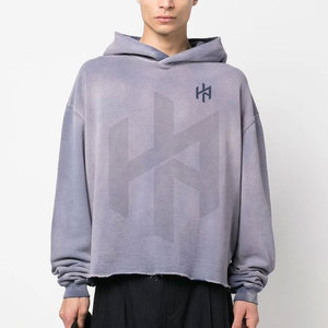High Quality Street Wear <b>Men</b> Acid Wash Solid 100% Cotton Winter Hoodies <b>Pullover</b> - Product Image 2