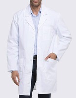 Bata de Laboratorio Profesional de manga larga, blanca, bata de laboratorio para hombres y mujeres con cierre de botón frontal, 2 bolsillos y espalda central