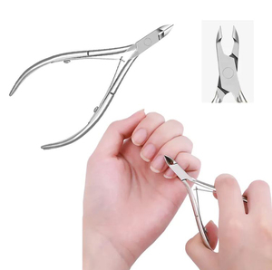 Pince à cuticules en acier inoxydable avec manche plaqué or, demi-mâchoire, outil de coupe de cuticules durable pour manucure et pédicure - Product Image 3