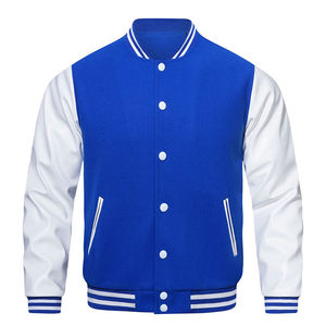 Vestes d'extérieur avec logo personnalisé OEM Vestes universitaires en cuir avec boutons recouverts de tissu de conception personnalisée pour hommes - Product Image 1