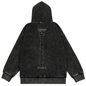 Vente en gros de sweats à capuche unis lavés à l'acide sweat-shirt en coton vierge logo personnalisé sweats à capuche pour hommes unisexes - Product Image 2