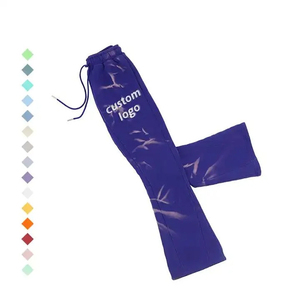 New Custom Logo Puff Print Flare Sweatpants 100% Cotton <b>Track</b> Sweat <b>Pants</b> <b>Vintage</b> Acid Wash Flare Sweatpants Men Fleece Jogger - Product Image 6