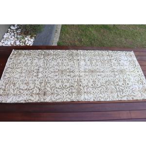 พรมตุรกีวินเทจ ขนาด 2.7x6.1 ฟุต พรมสีขาวน้ำตาลทำจากขนสัตว์แท้ - Product Image 3