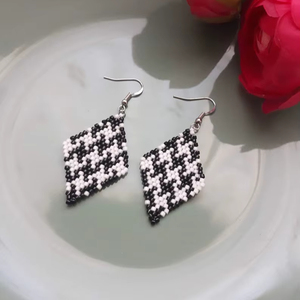 Boho <b>bead</b> earrings with turquoise design andy cascading <b>fringe</b>, unique jewelry gift - Product Image 1